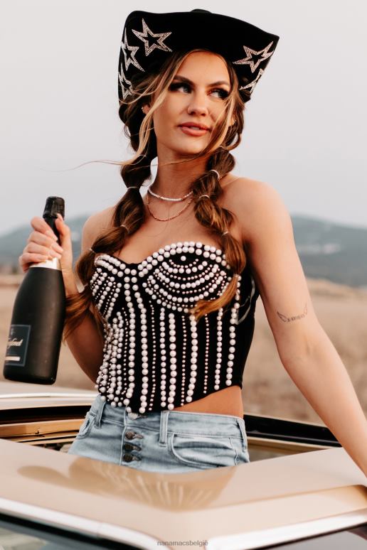 zwart passeer de topje met sprankelende parelparels NanaMacs HPTT138