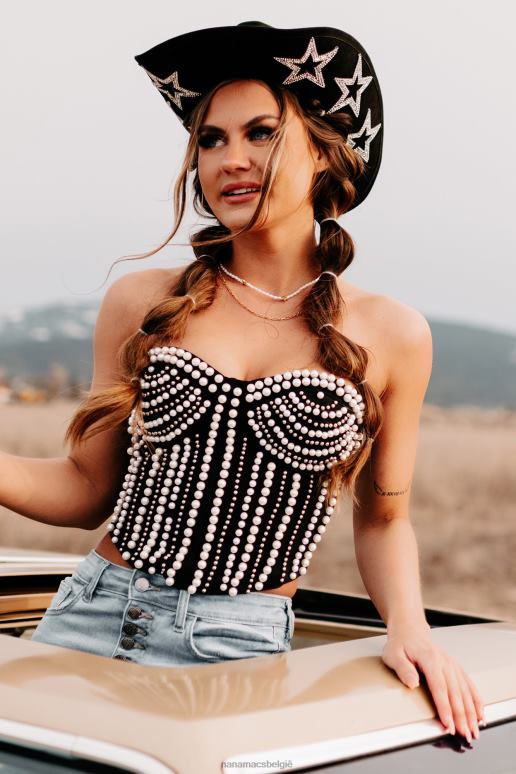 zwart passeer de topje met sprankelende parelparels NanaMacs HPTT138