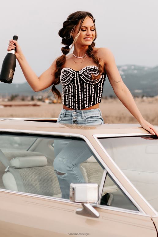 zwart passeer de topje met sprankelende parelparels NanaMacs HPTT138