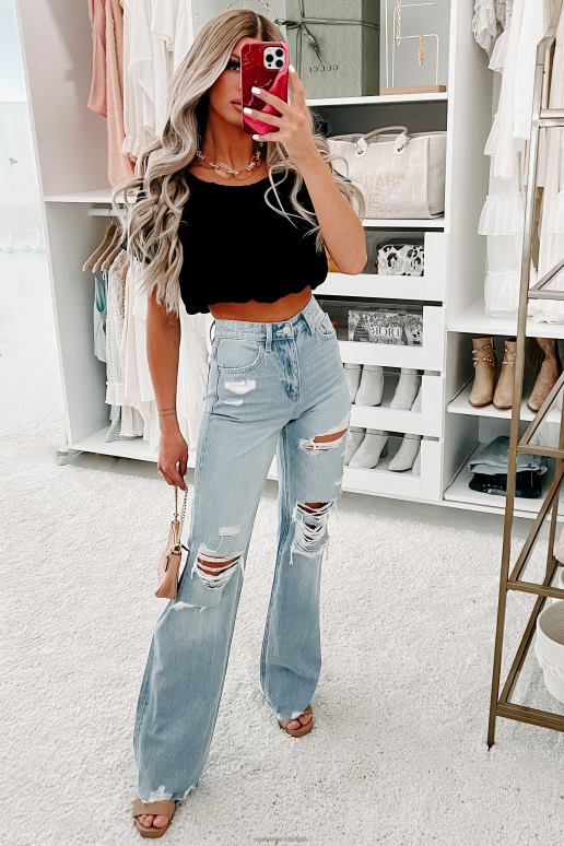 zwart ricarda crop top met pofmouwen NanaMacs HPTT1476