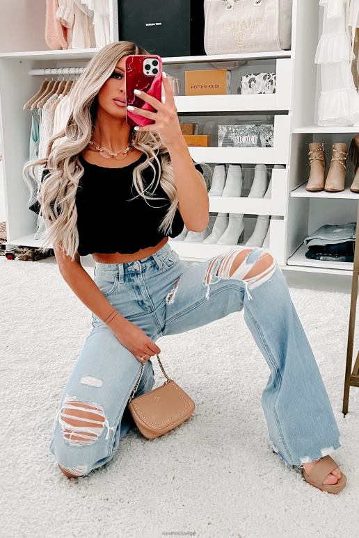 zwart ricarda crop top met pofmouwen NanaMacs HPTT1476