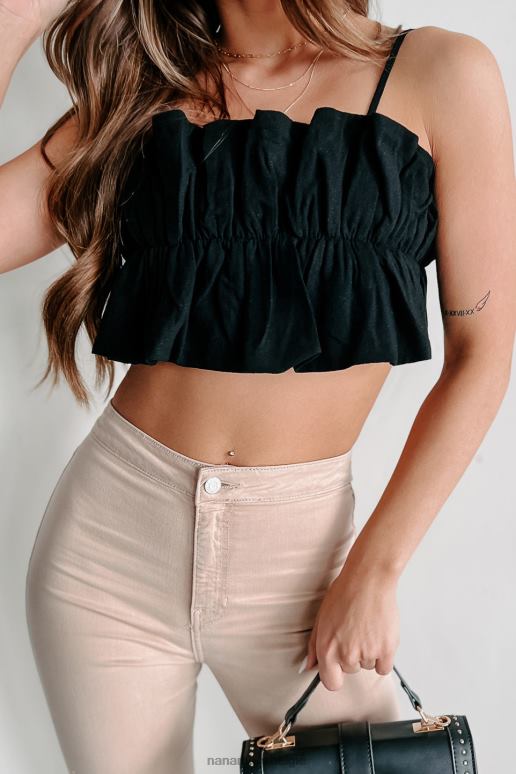 zwart schat je ruche crop top met terugslag NanaMacs HPTT878