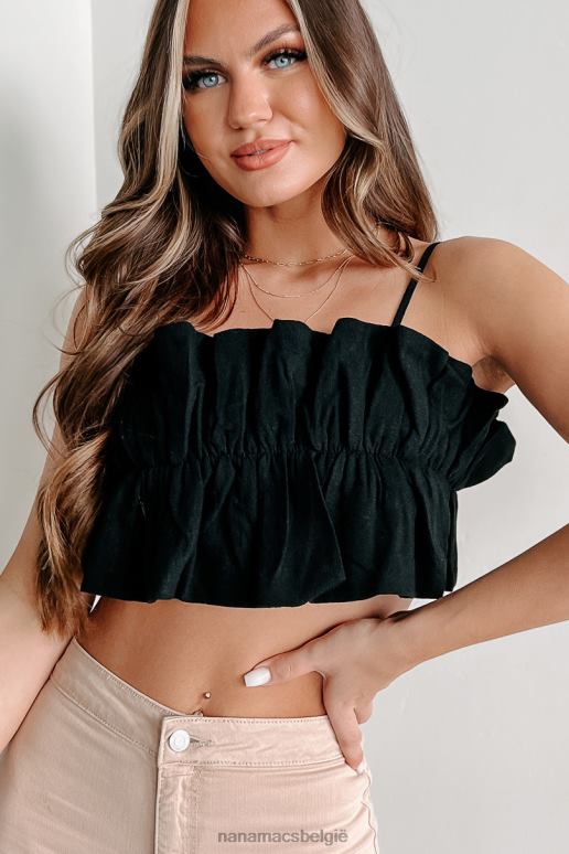 zwart schat je ruche crop top met terugslag NanaMacs HPTT878