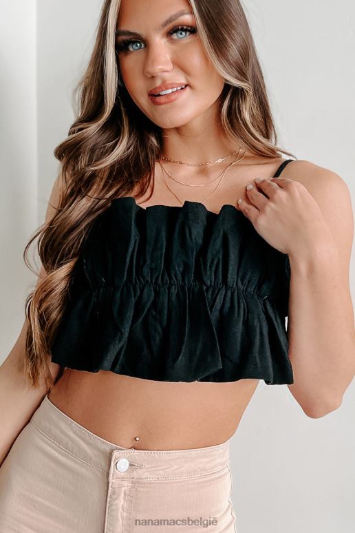 zwart schat je ruche crop top met terugslag NanaMacs HPTT878
