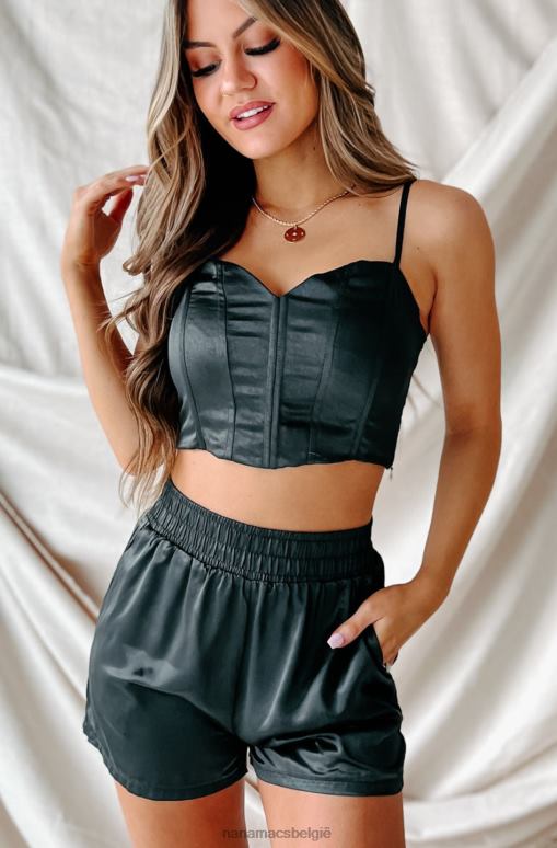 zwart stijl en profiel satijn korset crop top NanaMacs HPTT242