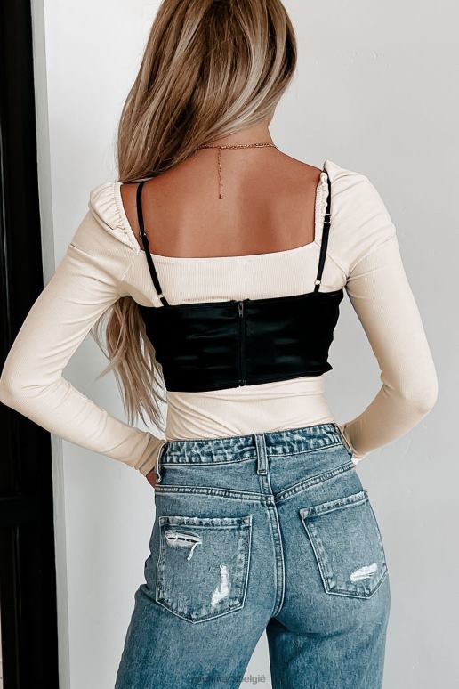 zwart verdrinken in verlangen satijnen crop top met strik aan de voorkant NanaMacs HPTT209