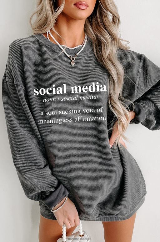 houtskool een leegte van zinloze bevestiging met geribde grafische ronde hals NanaMacs HPTT1031