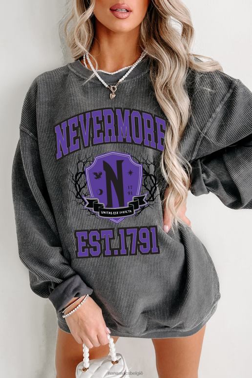 houtskool unitas est invicta geribbelde grafische ronde hals NanaMacs HPTT905