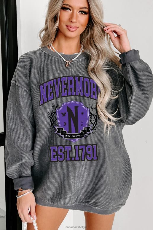 houtskool unitas est invicta geribbelde grafische ronde hals NanaMacs HPTT905