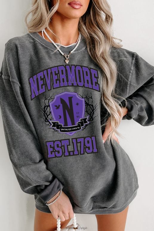 houtskool unitas est invicta geribbelde grafische ronde hals NanaMacs HPTT905