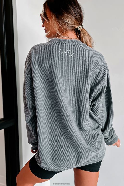 houtskool/witte tekst-back xoxo geribde grafische ronde hals NanaMacs HPTT1064