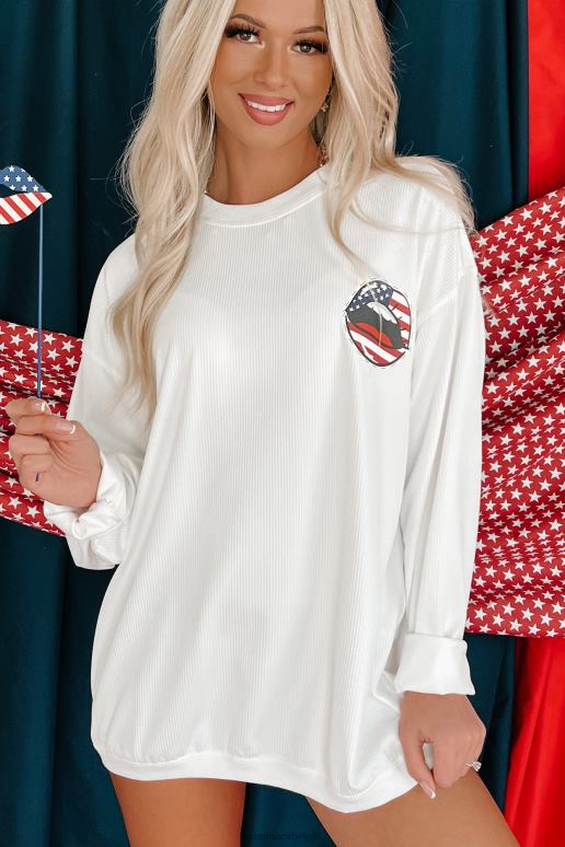 ivoor sprekende geribbelde grafische ronde hals NanaMacs HPTT797