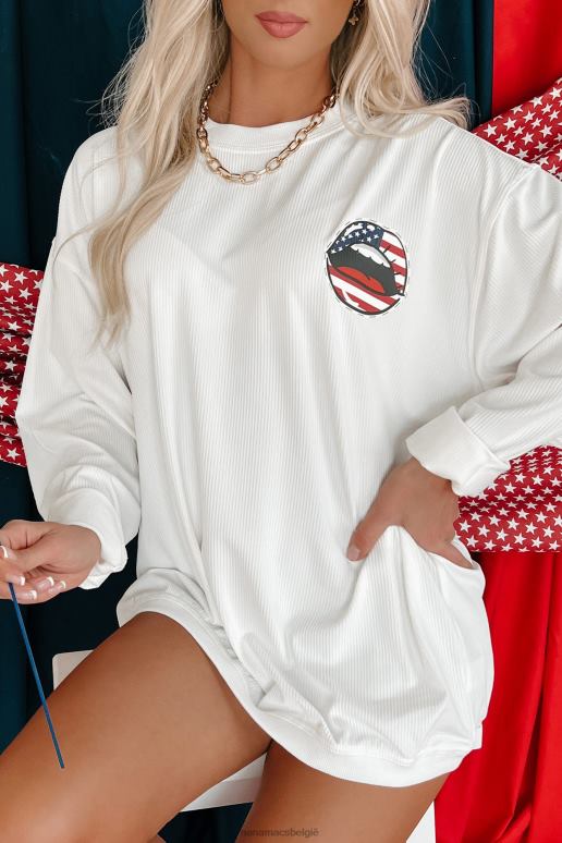 ivoor sprekende geribbelde grafische ronde hals NanaMacs HPTT797