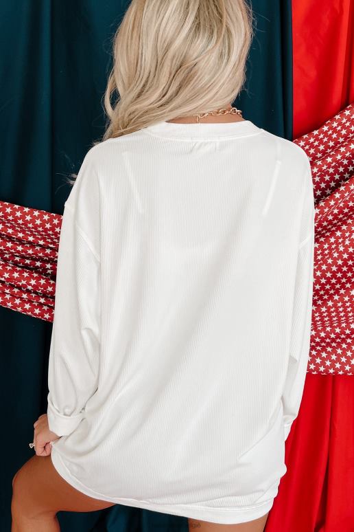 ivoor sprekende geribbelde grafische ronde hals NanaMacs HPTT797