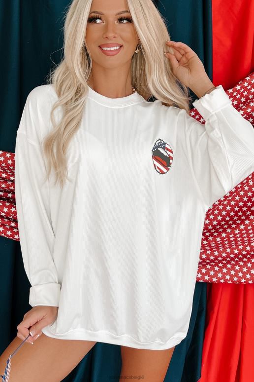 ivoor sprekende geribbelde grafische ronde hals NanaMacs HPTT797