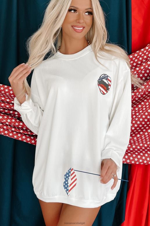 ivoor sprekende geribbelde grafische ronde hals NanaMacs HPTT797