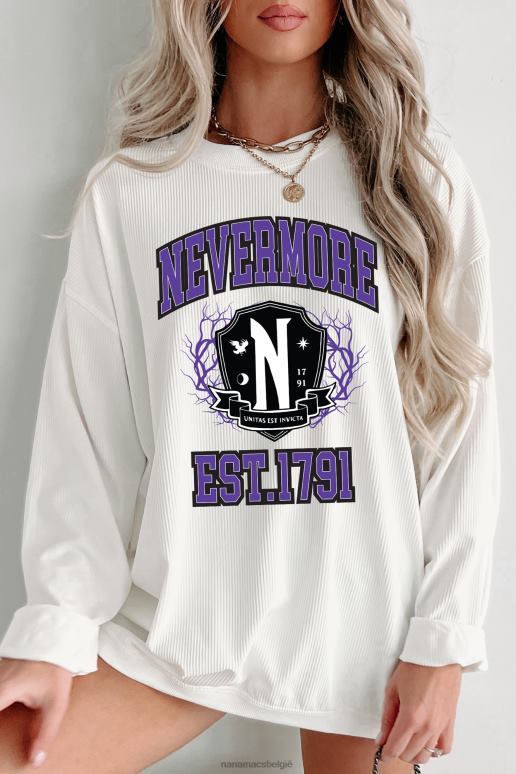 ivoor unitas est invicta geribbelde grafische ronde hals NanaMacs HPTT906