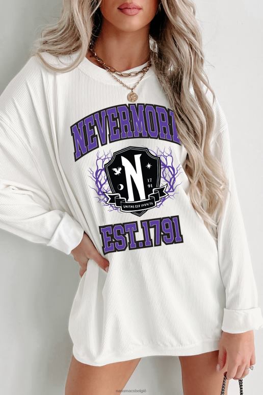 ivoor unitas est invicta geribbelde grafische ronde hals NanaMacs HPTT906