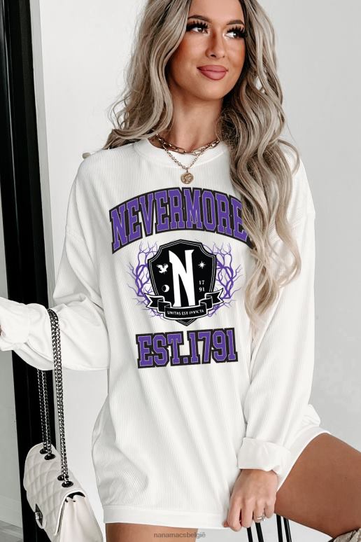 ivoor unitas est invicta geribbelde grafische ronde hals NanaMacs HPTT906