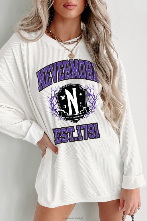 ivoor unitas est invicta geribbelde grafische ronde hals NanaMacs HPTT906