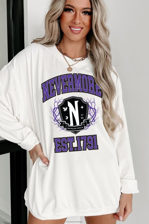 ivoor unitas est invicta geribbelde grafische ronde hals NanaMacs HPTT906