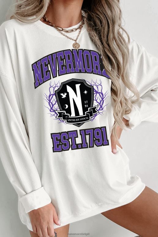 ivoor unitas est invicta geribbelde grafische ronde hals NanaMacs HPTT906