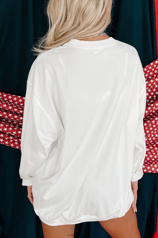 ivoor zoete Amerikaanse honingkleurige grafische crewneck met koord NanaMacs HPTT807