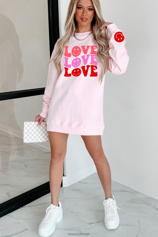 lichtroze groovy love grafische ronde hals NanaMacs HPTT898