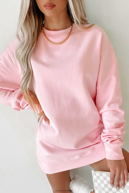 lichtroze middelzwaar sweatshirt met ronde hals NanaMacs HPTT667