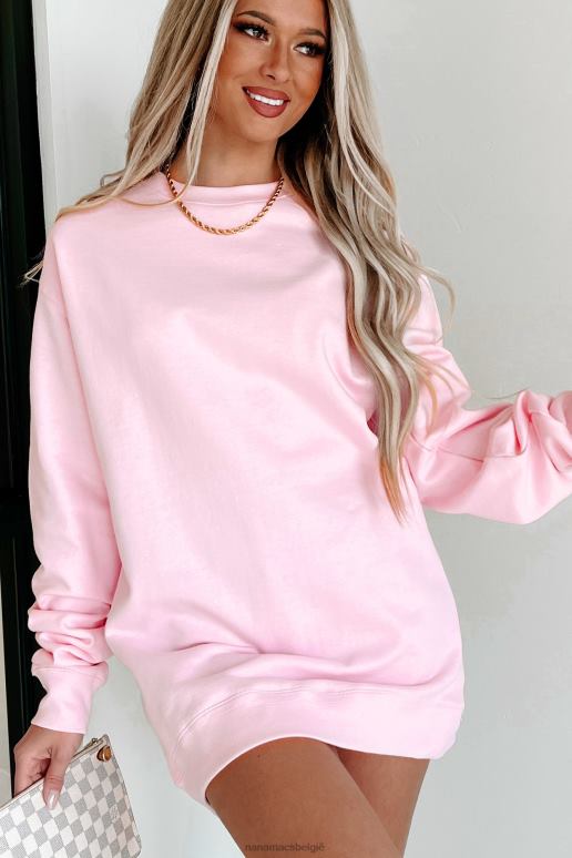 lichtroze middelzwaar sweatshirt met ronde hals NanaMacs HPTT667