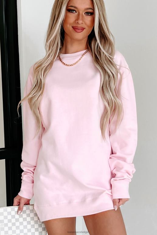 lichtroze middelzwaar sweatshirt met ronde hals NanaMacs HPTT667