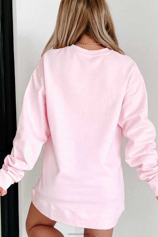 lichtroze middelzwaar sweatshirt met ronde hals NanaMacs HPTT667