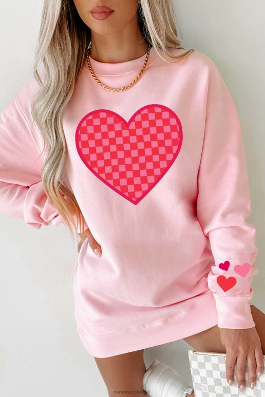 lichtroze mis nooit meer een beat grafische ronde hals NanaMacs HPTT3595