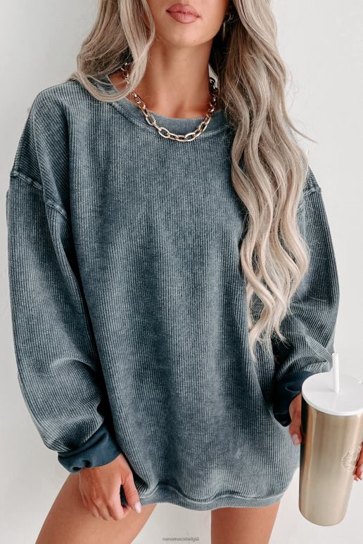 marine geribd sweatshirt met ronde hals NanaMacs HPTT623