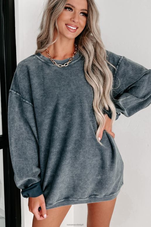 marine geribd sweatshirt met ronde hals NanaMacs HPTT623