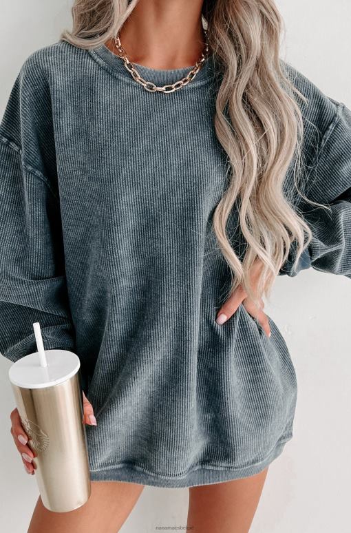 marine geribd sweatshirt met ronde hals NanaMacs HPTT623