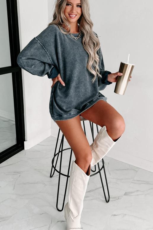 marine geribd sweatshirt met ronde hals NanaMacs HPTT623