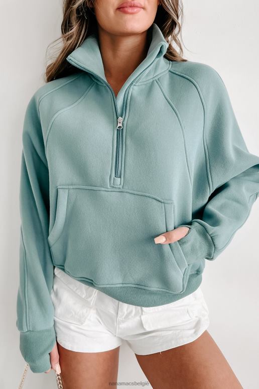 munt nieuw obsession origineel sweatshirt met kwartrits en voering van fleece NanaMacs HPTT1537