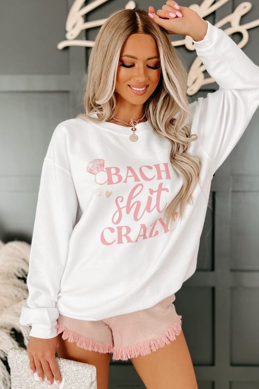 wit bach shit gekke geribbelde grafische ronde hals NanaMacs HPTT1028