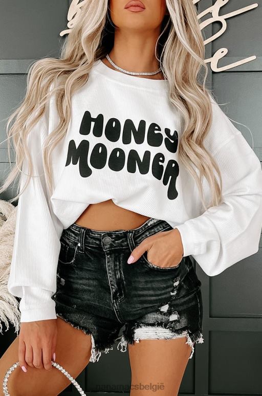 wit honeymooner koord grafische crewneck NanaMacs HPTT1030