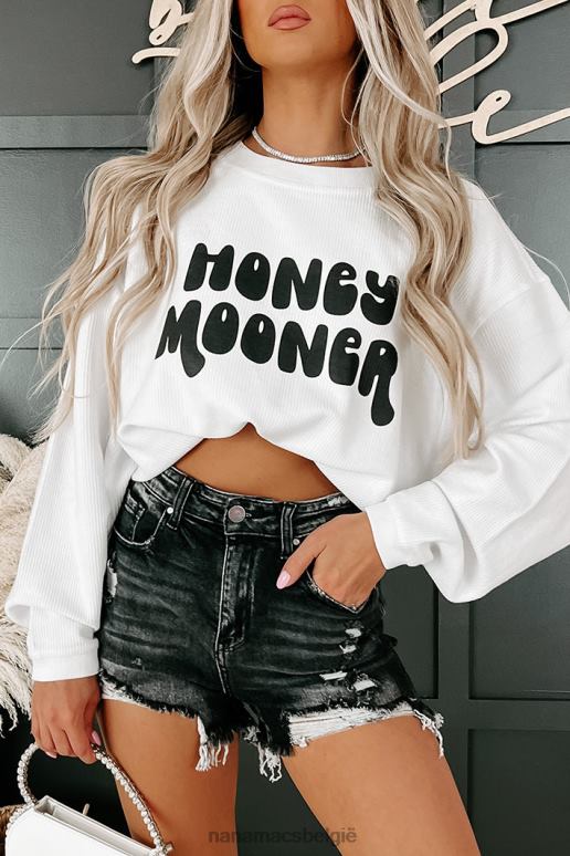 wit honeymooner koord grafische crewneck NanaMacs HPTT1030