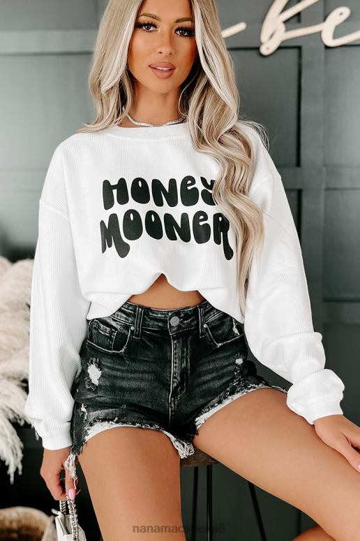 wit honeymooner koord grafische crewneck NanaMacs HPTT1030