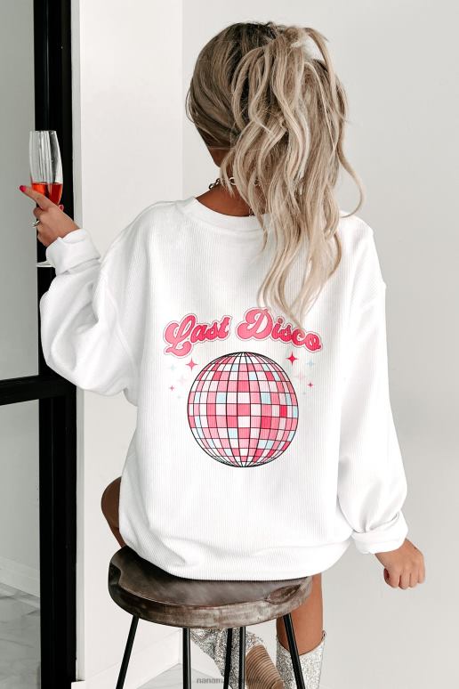 wit laatste disco dubbelzijdig geribde grafische ronde hals NanaMacs HPTT1752