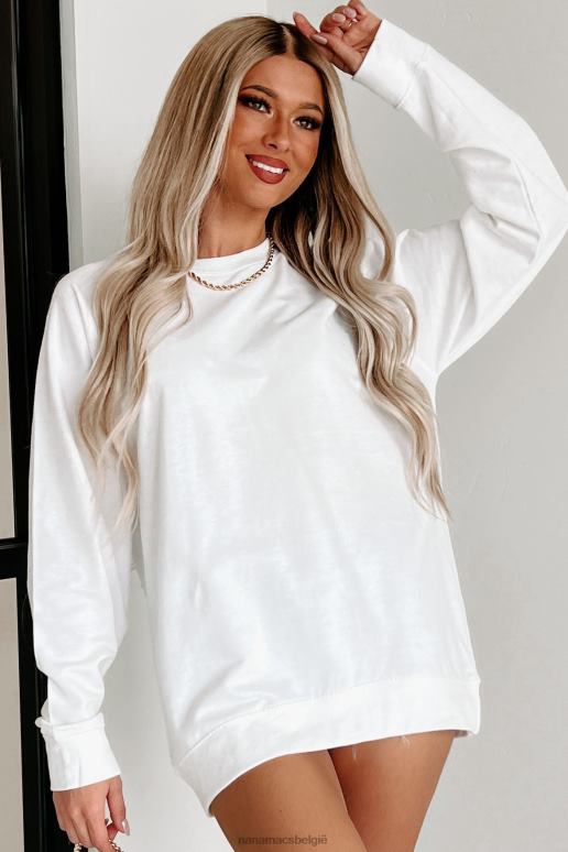 wit lichtgewicht ronde hals met raglanmouwen NanaMacs HPTT653