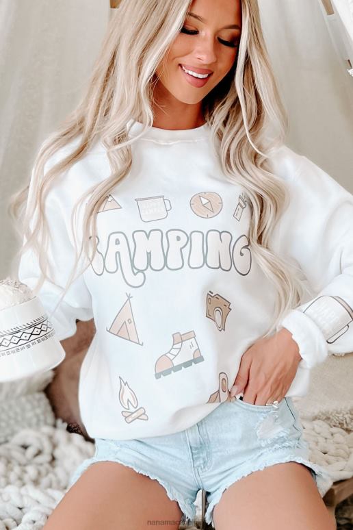 wit wat een "happy camper" grafische ronde hals NanaMacs HPTT1069