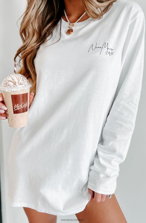 wit/zwarte tekst-linkerborst xoxo grafische lange mouw NanaMacs HPTT1065