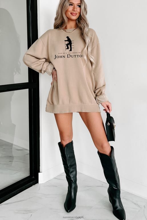 zandsteen tall drink of john vintage wash grafische ronde hals NanaMacs HPTT1042