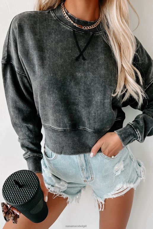 zwart Cropped sweatshirt met minerale wassing NanaMacs HPTT770