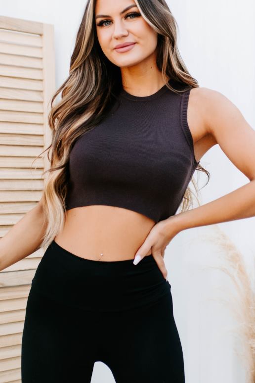 donkere chocolade verloren in lagen cropped sweatertank NanaMacs HPTT1305