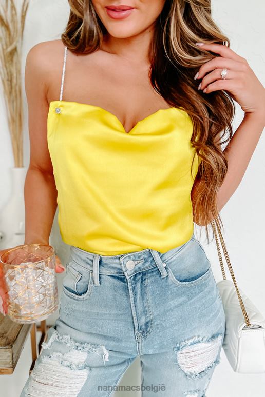 geel alles wat ik wilde tanktop met satijnen strass-riem NanaMacs HPTT225